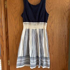 Navy and White Striped Dress